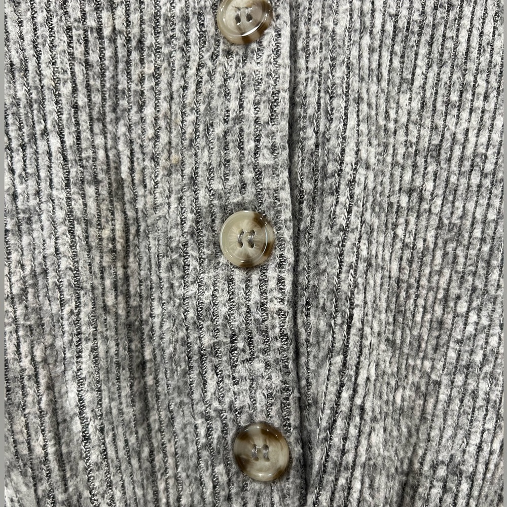 Pink Rose Gray Ribbed Knit Button-Down Top - Picture 3 of 5